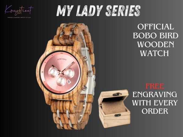 Engraved Wooden Watch for Her - Personalized Gift for Wife or Girlfriend