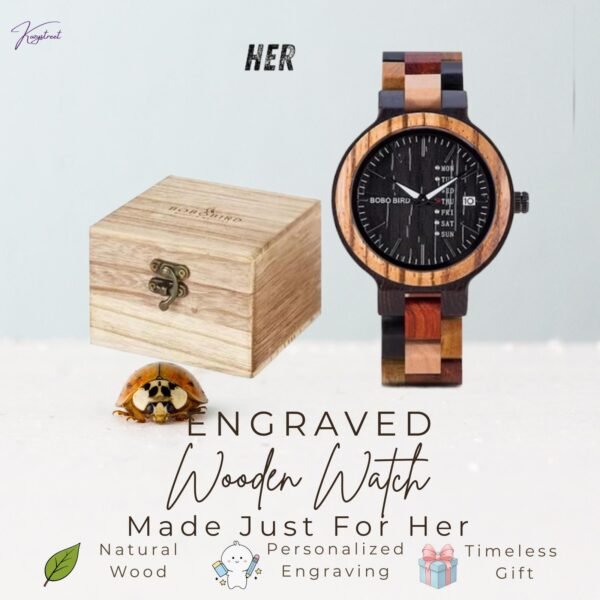 Personalized Wooden Watch for Husband - Engraved Anniversary Gift