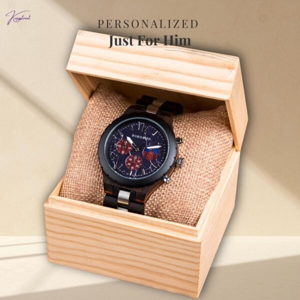 Personalized Wooden Watch for Husband - Engraved Anniversary Gift